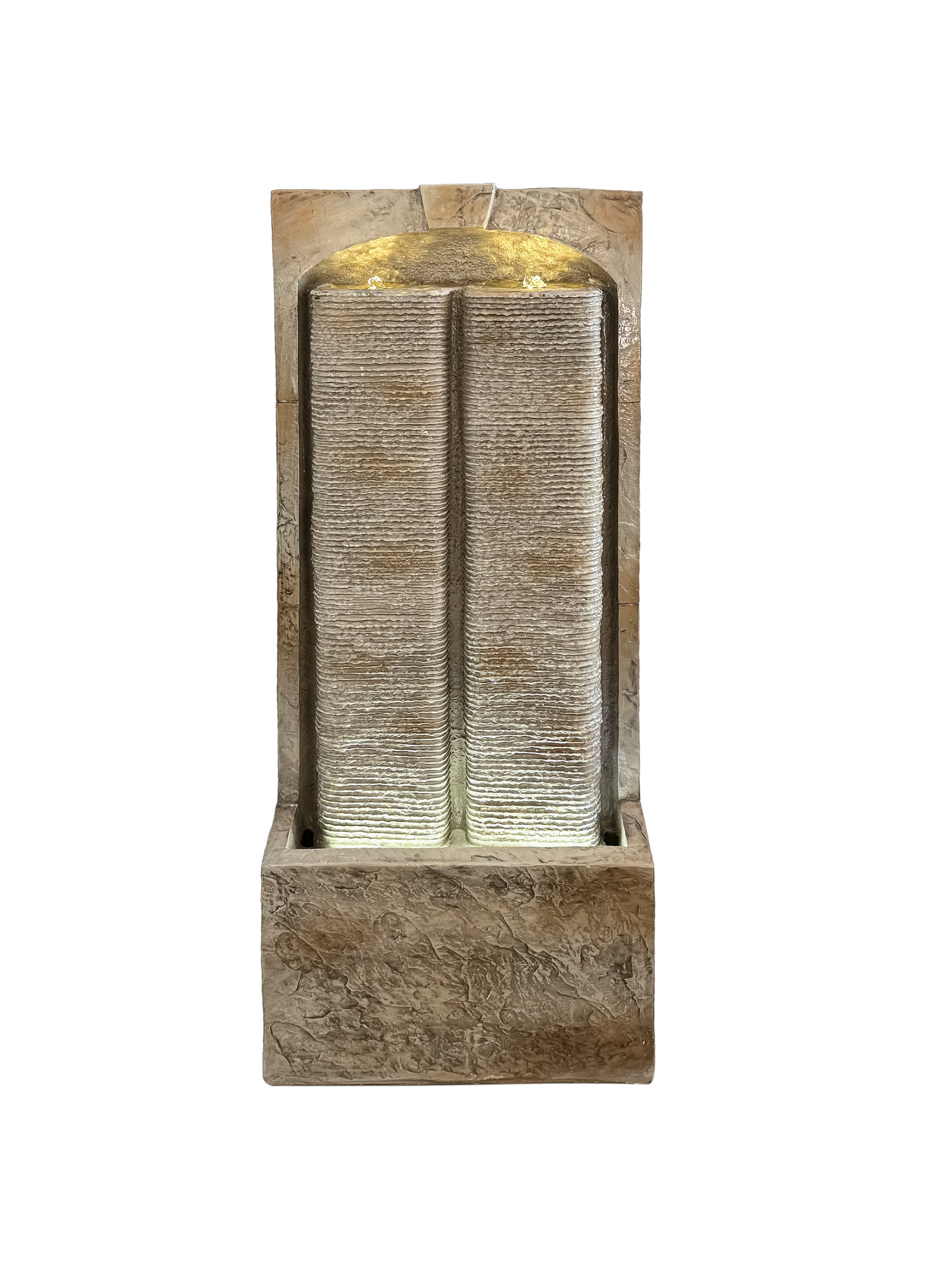 39 Inch Outdoor Water Fountain with Pump, Modern Cascading Freestanding Wall Fountain, Weather-Resistant Garden Water Feature with Warm White LED Lights, Outdoor Waterfall Fountain for Patio Porch Law image 8