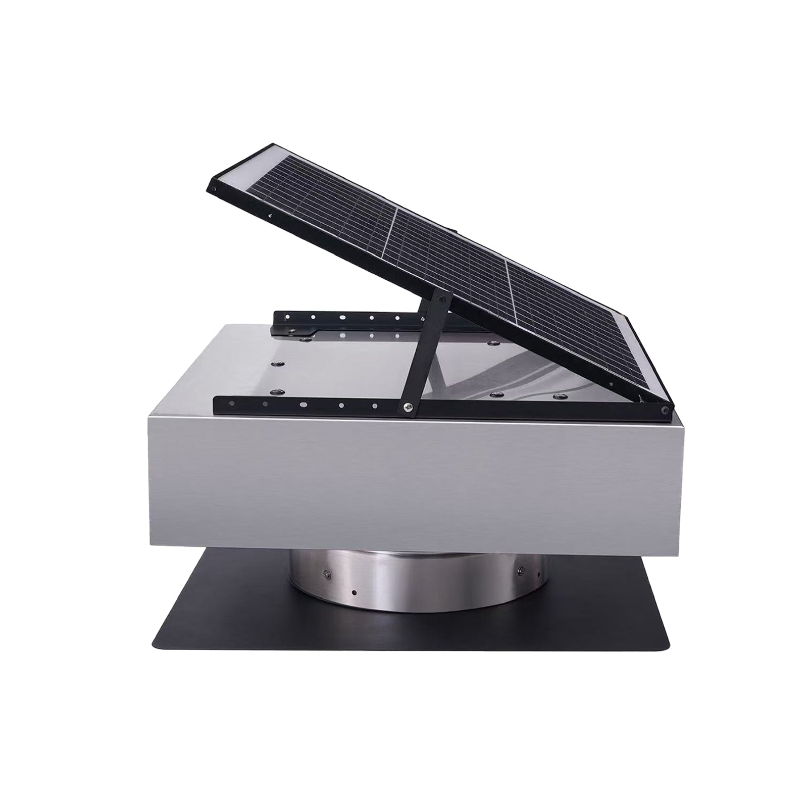 12" Stainless Steel Solar Roof Vent Fan,40W Tilt Adjustable Solar Panel,Dual Power 3-Speed Remote Attic Fan,1200 CFM,MPPT Controller Solar Ventilator for Attic,Garage,Greenhouse,Warehouse image 11