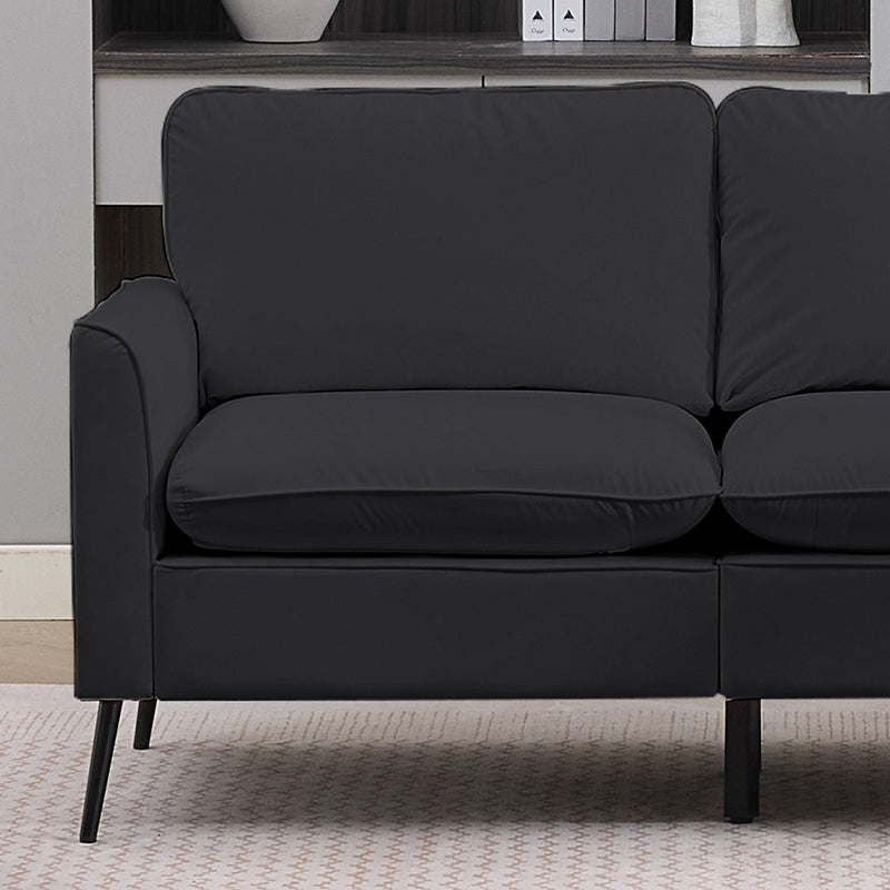 TS Cat paw leather upholstered sofa loveseat,Nordic retro light luxury living room balcony bedroom single casual sofa chair Double sofa + two pack combination (black) image 10
