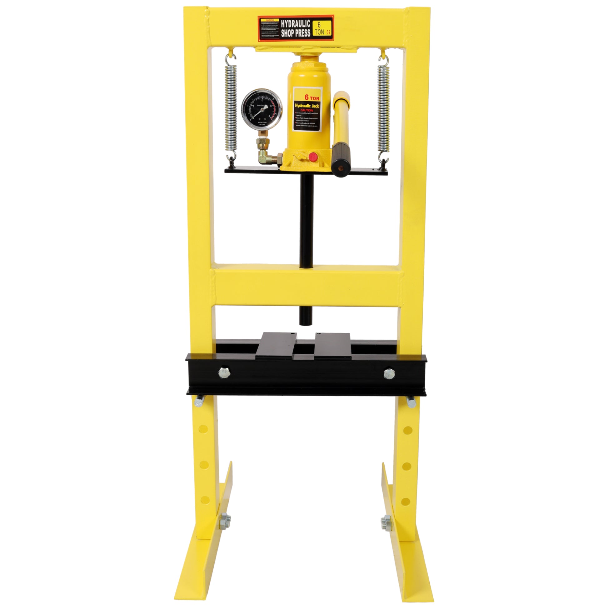 6Ton Bottle Jack Shop Press with Gauge, Bend, Straighten, or Press Parts, Install Bearings, U-Joints, Bushings, Ball Joints, and Pulleys,Yellow image 2