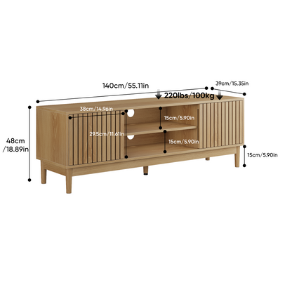 55-inch TV stand, mid-century modern style TV stand (suitable for 55/65-inch TVs), entertainment center with storage, media console for living room and bedroom, oak color image 5