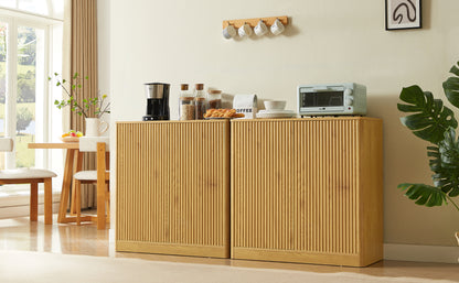 34.3" modern wavy sideboard, curved contour design storage cabinet, 2-door cabinet with storage function, suitable for kitchen/bedroom/living room, Natural, 34.3"L x 15.7"W x 34.3"H image 5