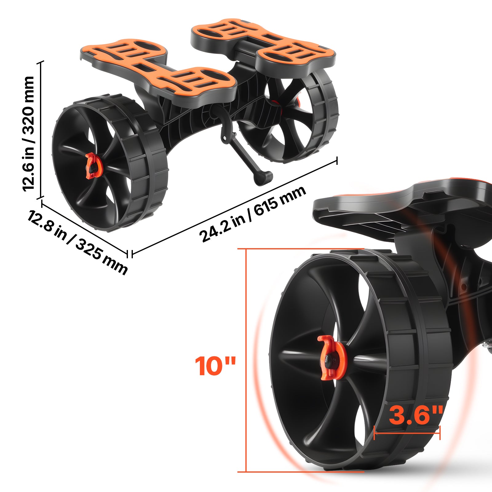 Kayak Cart, 300 lbs Load Capacity, Foldable Kayak Trolley with 10-inch Solid Rubber Tires & 1 Ratchet Strap, Paddle Board Trolley for Carrying Kayaks, Canoes, Paddleboards, Float Mats, Jon Boats image 10