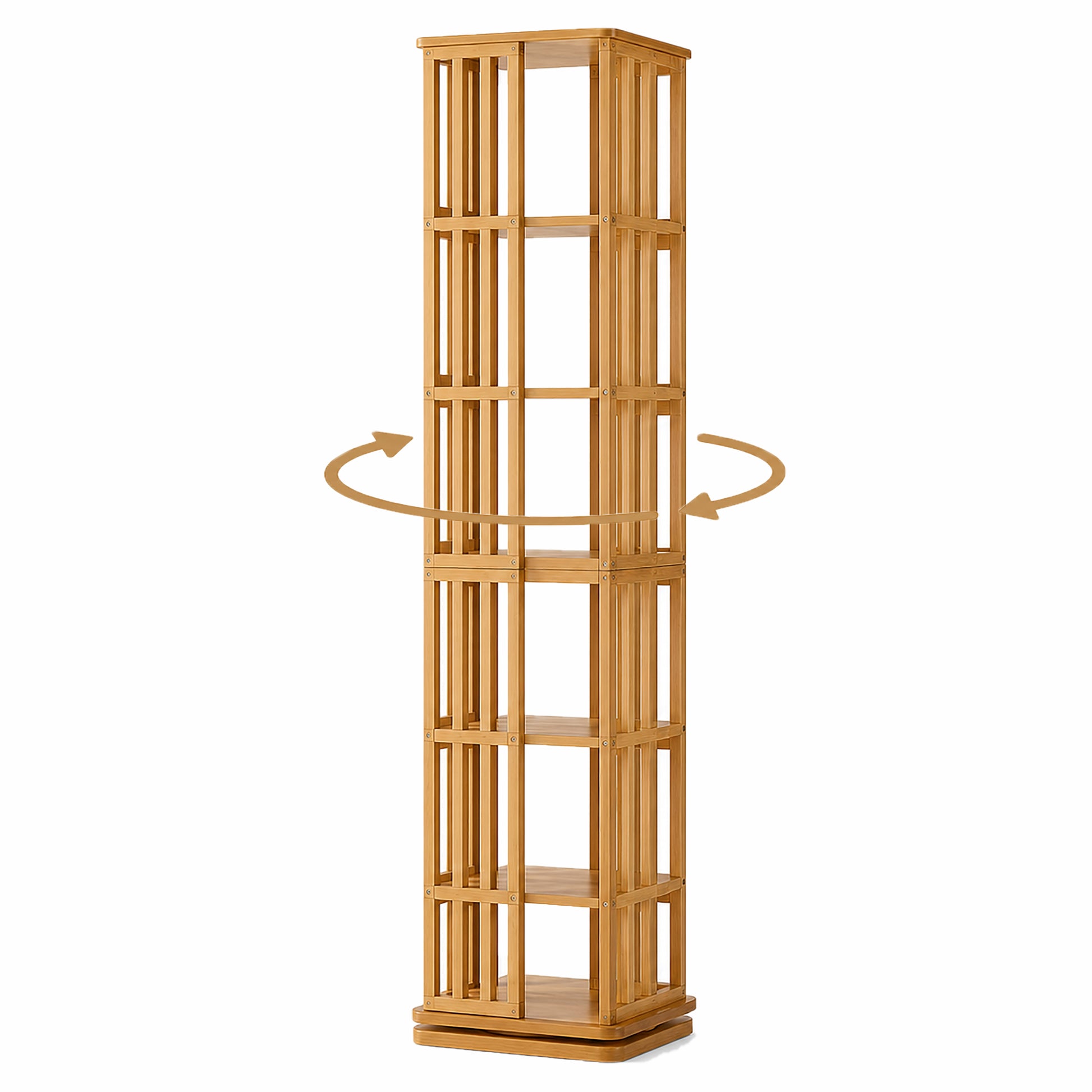 Rotating Bookshelf Tower, 360° Display Spinning Bookcase, 6 Tier Bamboo Bookshelf Floor Standing Storage Rack, Wood Narrow Book Shelf Organizer for Kids Adults (BROWN) image 10
