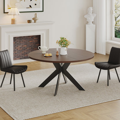 Round dining table, black walnut, brown,115cm image 7