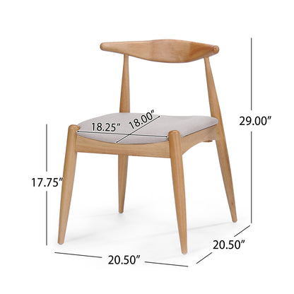 Set of 2 Rubberwood Dining Chairs with Ergonomic Backrest & Comfort Cushions, Natural+Beige (same sku: 59296.00FBEI) image 6
