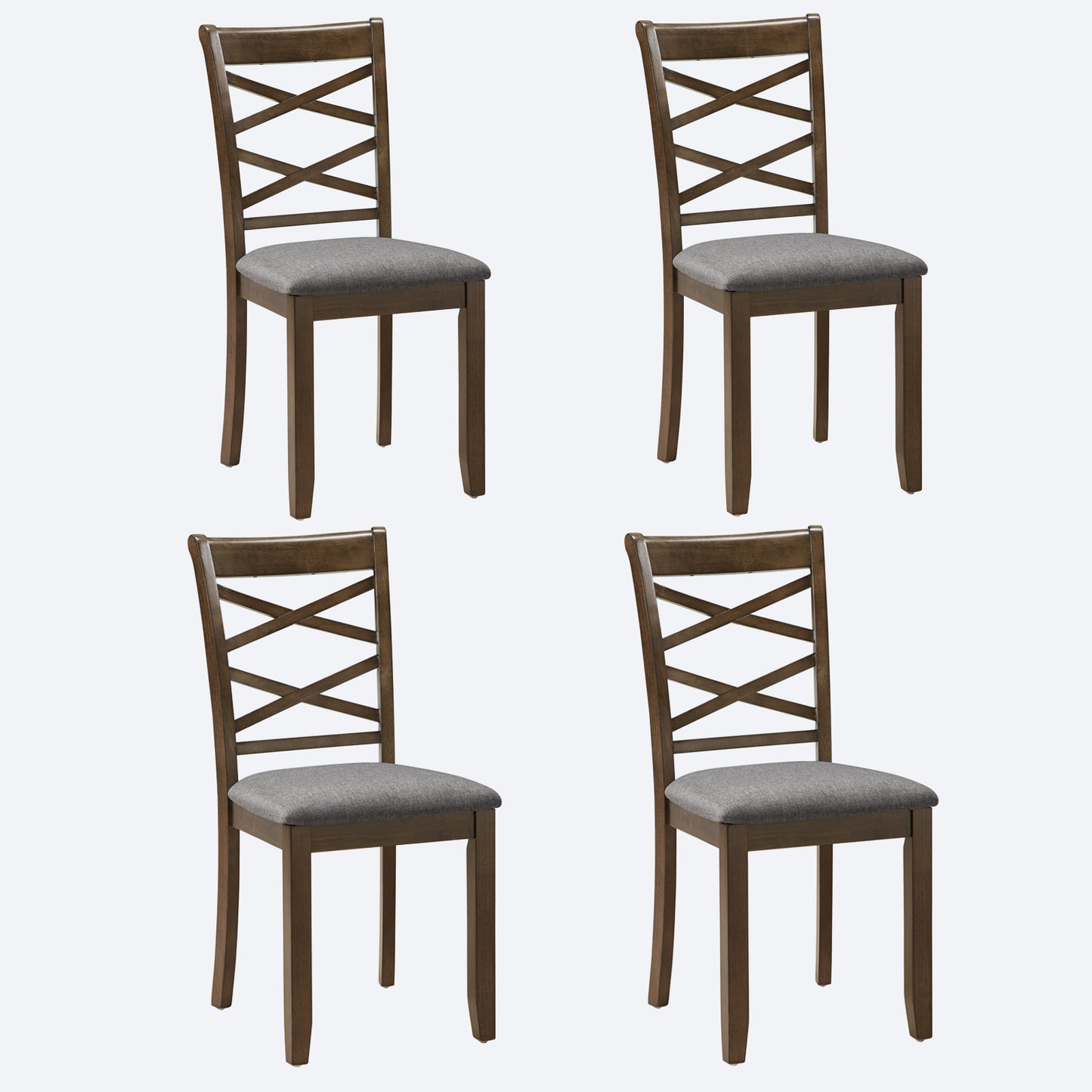 Dining Chairs Only, Wooden Dining Chairs Set of 4, Kitchen Chair with Padded Seat, Upholstered Side Chair for Dining Room, Living Room, Walnut image 1