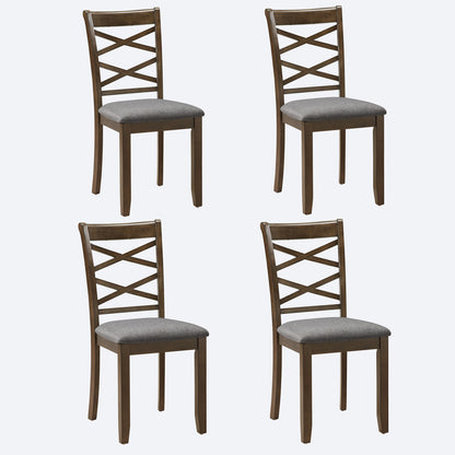 Dining Chairs Only, Wooden Dining Chairs Set of 4, Kitchen Chair with Padded Seat, Upholstered Side Chair for Dining Room, Living Room, Walnut image 1
