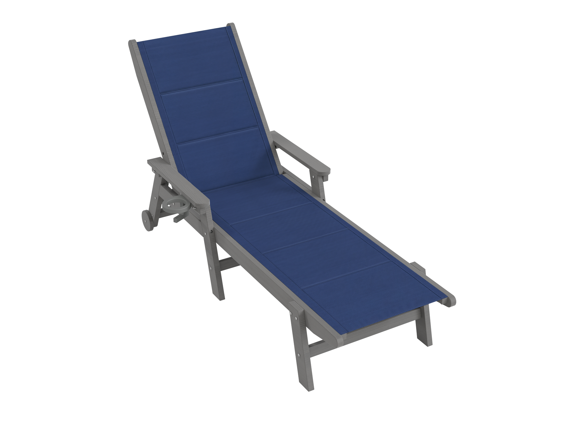 Outdoor Pool Lounge Chairs Set of 2, HDPE Patio Lounge Chair with Wheels, Double-Layer Fabric Chaise Lounge Chair for Pool, Sunbathing Tanning, Lawn, Navy Blue image 1