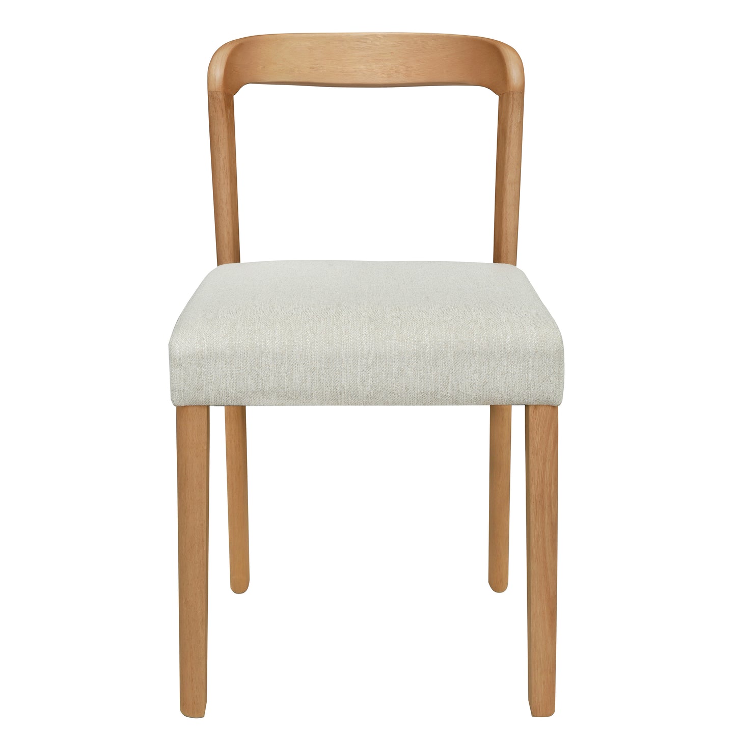 Solid Rubber Wood Dining Chairs(Natural Oak+Beige)Set of 2 image 4