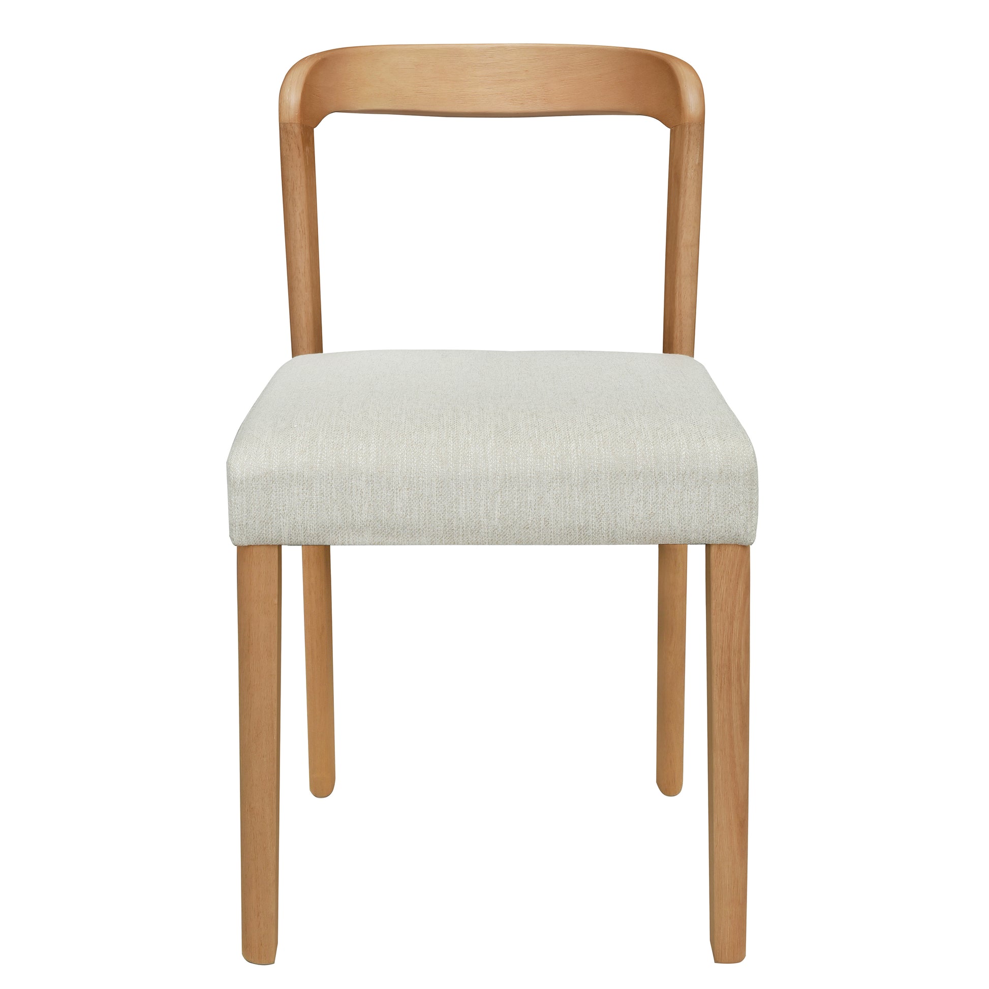 Solid Rubber Wood Dining Chairs(Natural Oak+Beige)Set of 2 image 4