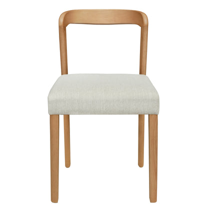 Solid Rubber Wood Dining Chairs(Natural Oak+Beige)Set of 2 image 4