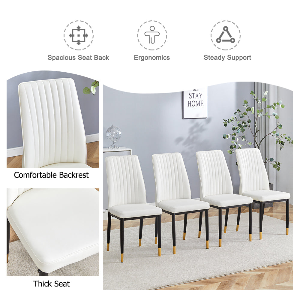 Modern Dining Chairs Set of 6, White PU Leather Upholstered Chairs with High Back and Chrome Metal Legs, Contemporary Kitchen Chairs for Dining Room or Breakfast Area White,set of 6) image 7