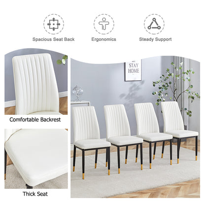 Modern Dining Chairs Set of 6, White PU Leather Upholstered Chairs with High Back and Chrome Metal Legs, Contemporary Kitchen Chairs for Dining Room or Breakfast Area White,set of 6) image 7