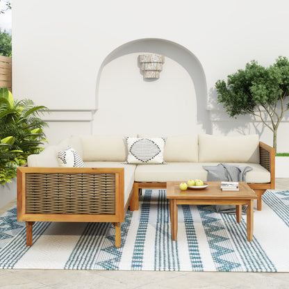 SECTIONAL SEATING GROUP WITH WATERPROOF CUSHIONS - PREMIUM OUTDOOR SOFA SET(BEIGE CUSHION) image 3