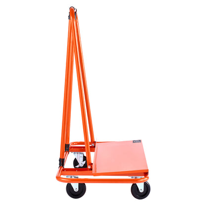 Drywall Cart Dolly, 1800 lbs Load Capacity, Steel Panel Dolly with 4 Swivel Casters, Durable & Long-lasting, Panel Truck Cart with Tie-Down Strap for Plywood, Plasterboard, Glass, Orange image 9