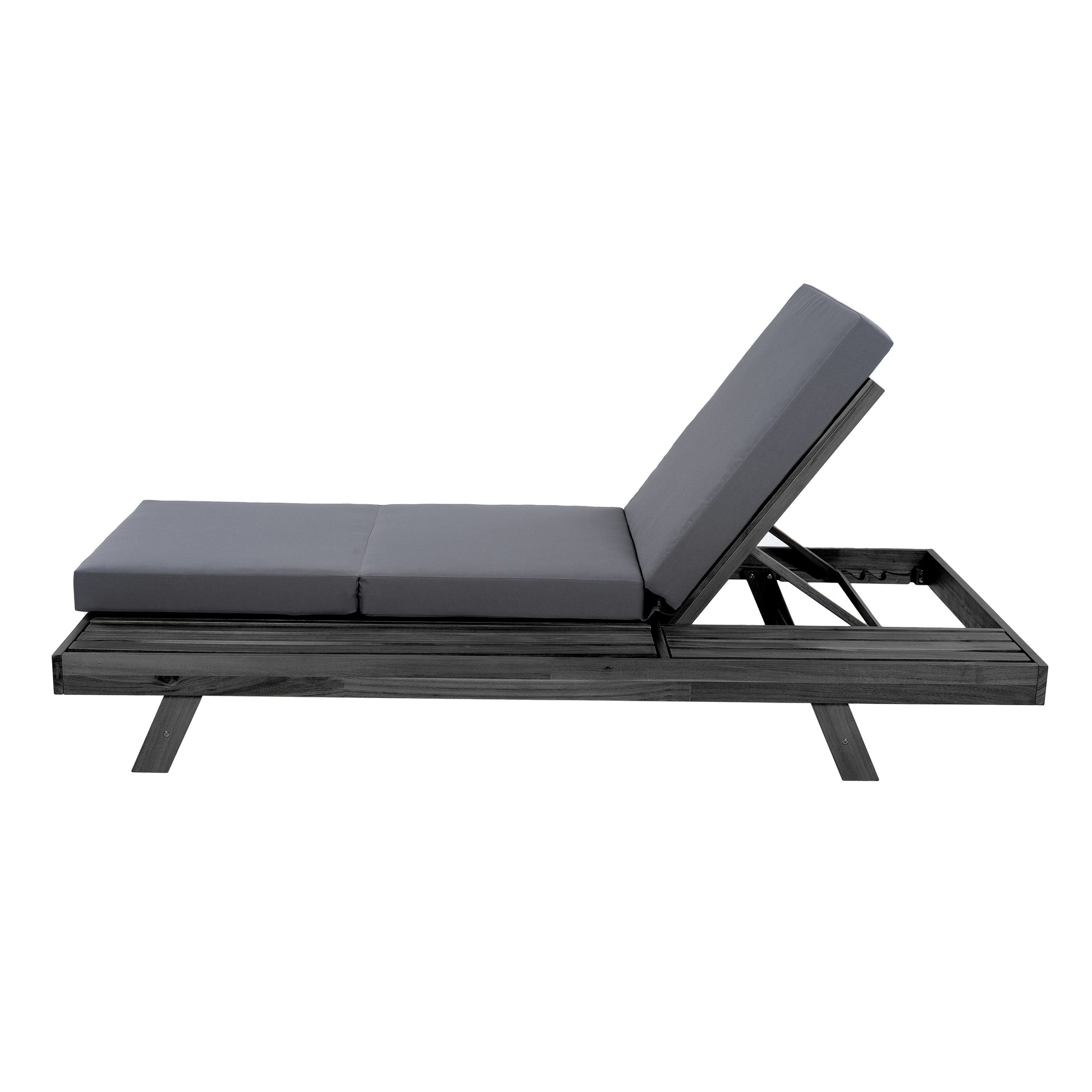 Lounge Chaise Set, Space Available On One Side, Acacia Solid Wood In Black With Lounge Cushion (Dark Grey & Triple Fold) – Matching Cream Version Available image 11