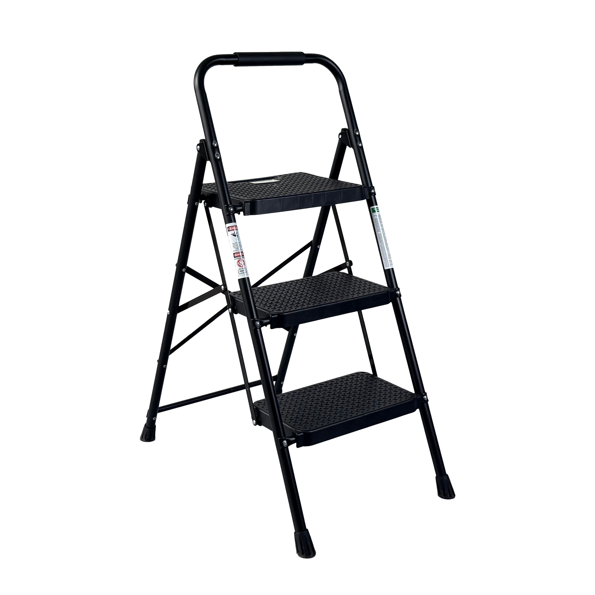 3 Step Ladder, Folding Step Stool with Wide Anti-Slip Pedal, Sturdy Steel Ladder, Lightweight, Portable Steel Step Stool image 1