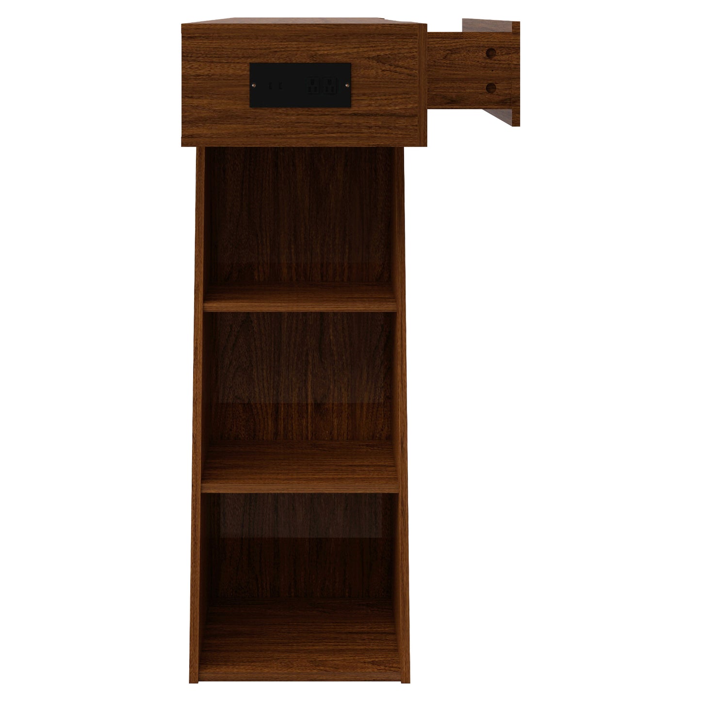 60 Inch Narrow Console Table with Built-in Power Outlet, Farmhouse Sofa Table Behind Couch, Entryway Foyer Table with Side Storage Compartment & Slatted Bottom Shelf, image 9