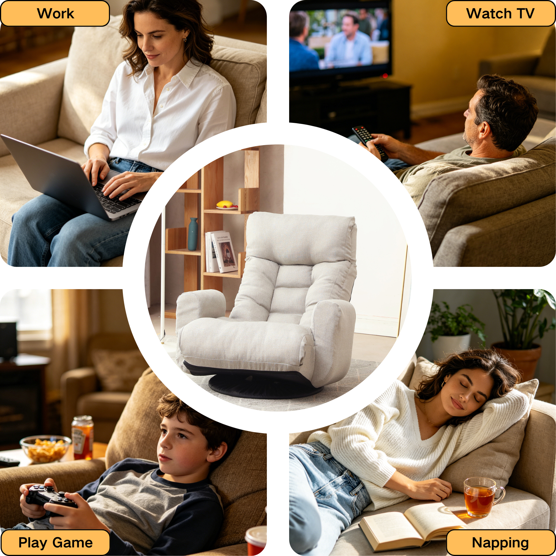 Adjustable head and waist, game chair, lounge chair in the living room, 360 degree rotatable sofa chair,Rotatable seat Leisure Chair deck chair image 7