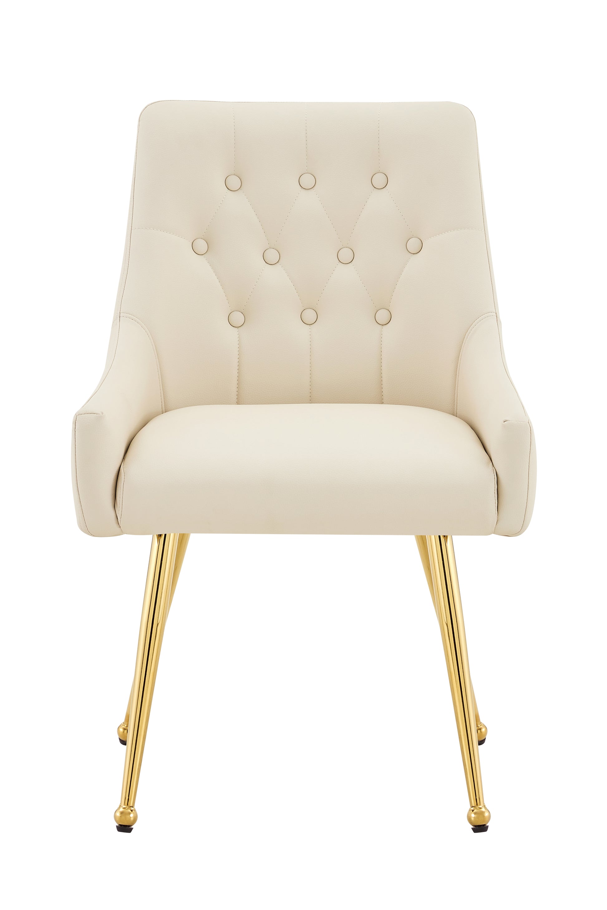 Leather Upholstered Modern Dining Chair with Diamond Tufted Button Back - Dining Room Negotiation Room Cafe Office Accent Chair (Off White, Set of 2) image 9