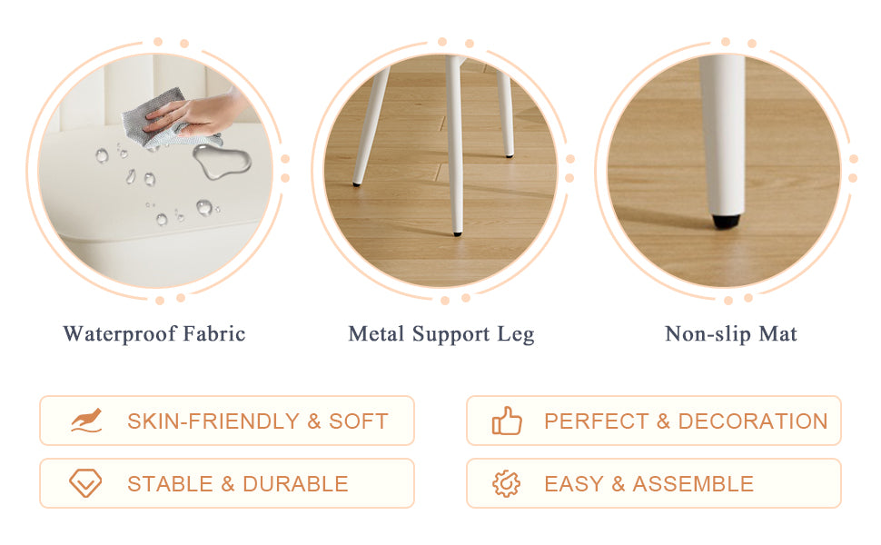 White dining chairs and living room chairs. Metal legs provide strong support, suitable for kitchens, living rooms, and restaurants. image 11