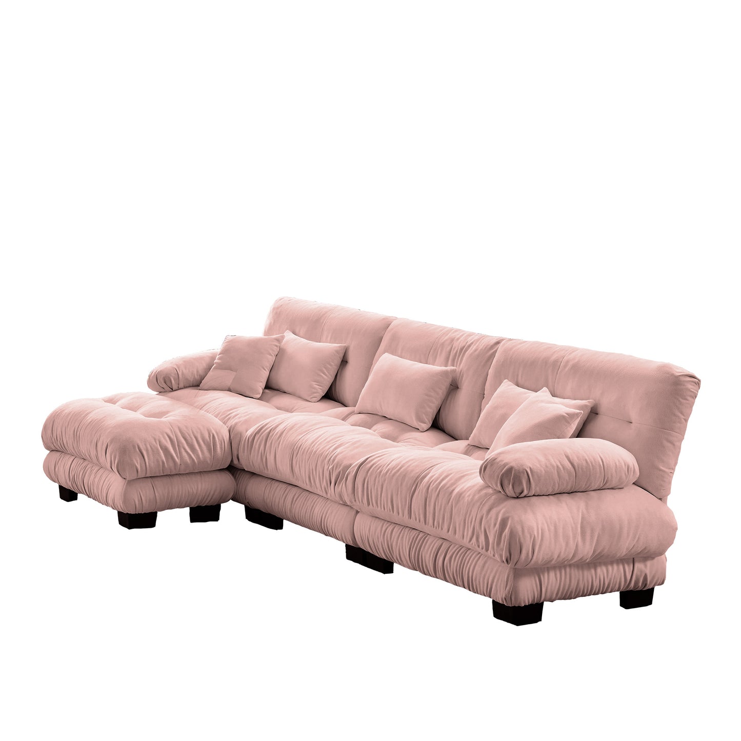 Luxury Modular Sectional Sofa Couch,Oversized L Shaped Cloud Couch for Living Room,Deep Seat Sofa Couch with Convertible Ottoman,Chenille Pink image 9