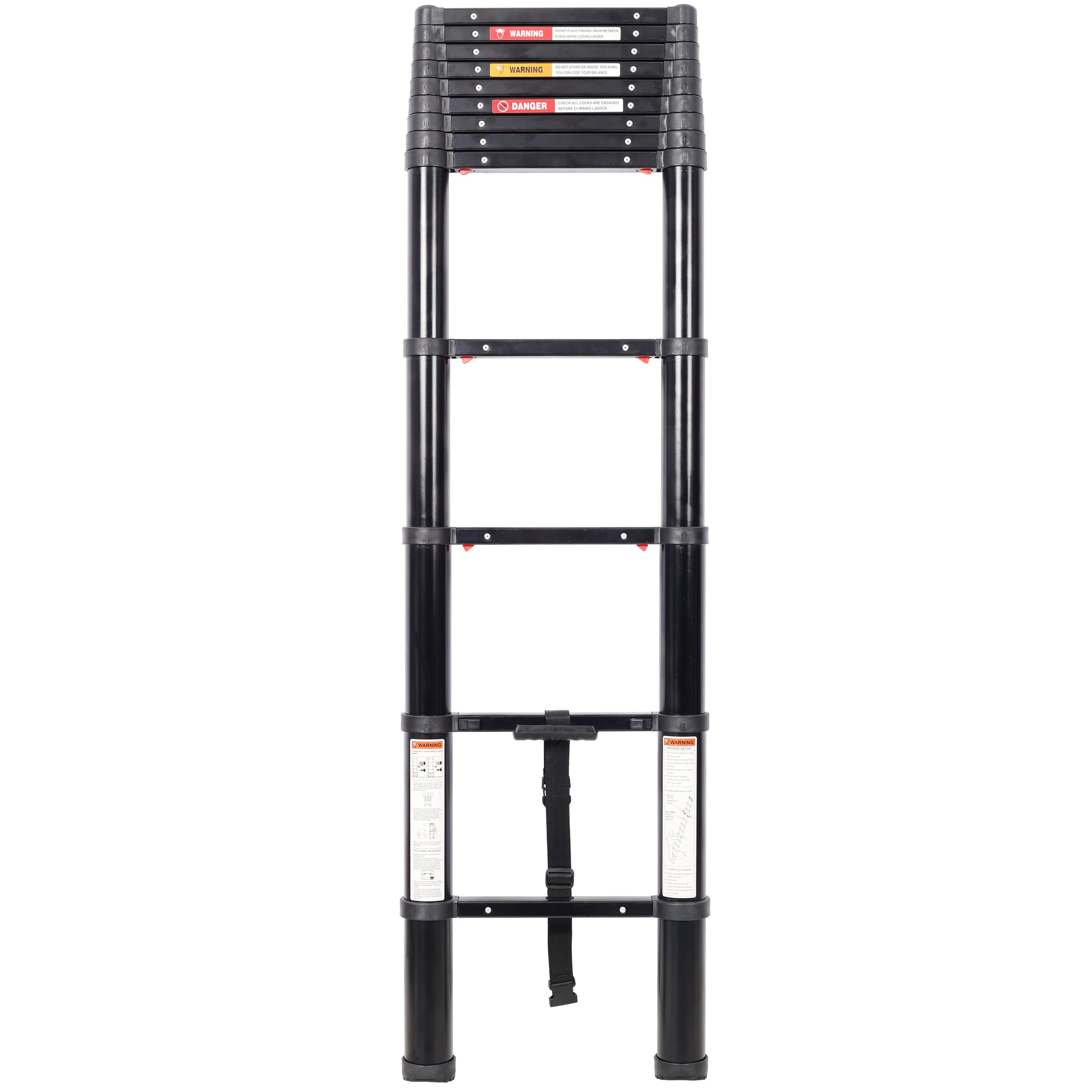 12.5FT Telescopic Ladder Aluminum Ladder with Non-Slip Feet, Slow Down Safety Function Portable Extension Ladder for Household and Outdoor Working, 330lb Capacity Black image 3