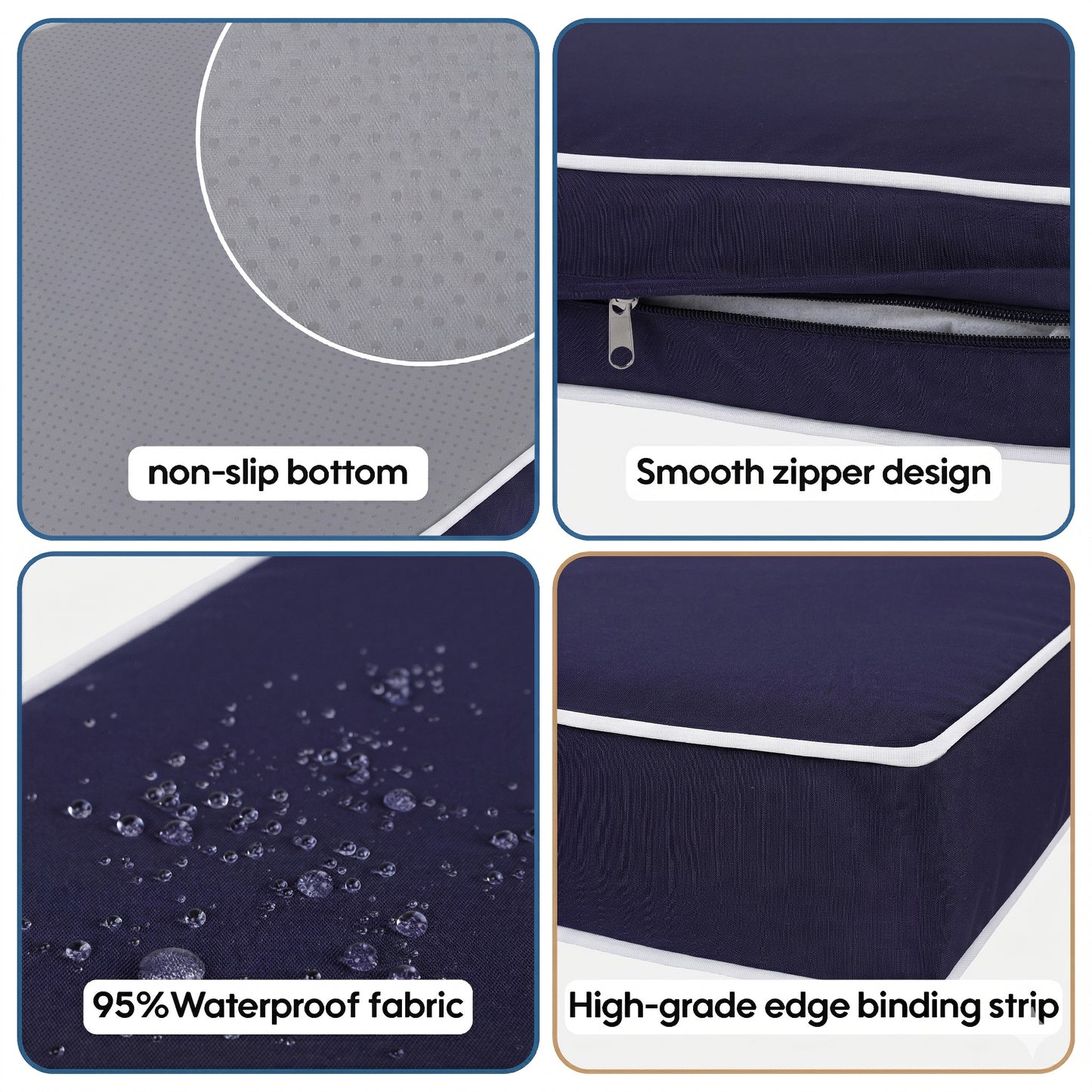 Cushion Covers for 7 Pcs (6-Seaters) Wicker Rattan Sectional Sofa, 14Pack Cushion Slipcovers Set Seat and Back,Outdoor Cushion Slipcover with Zipper, (Only Cover) Navy Blue image 4