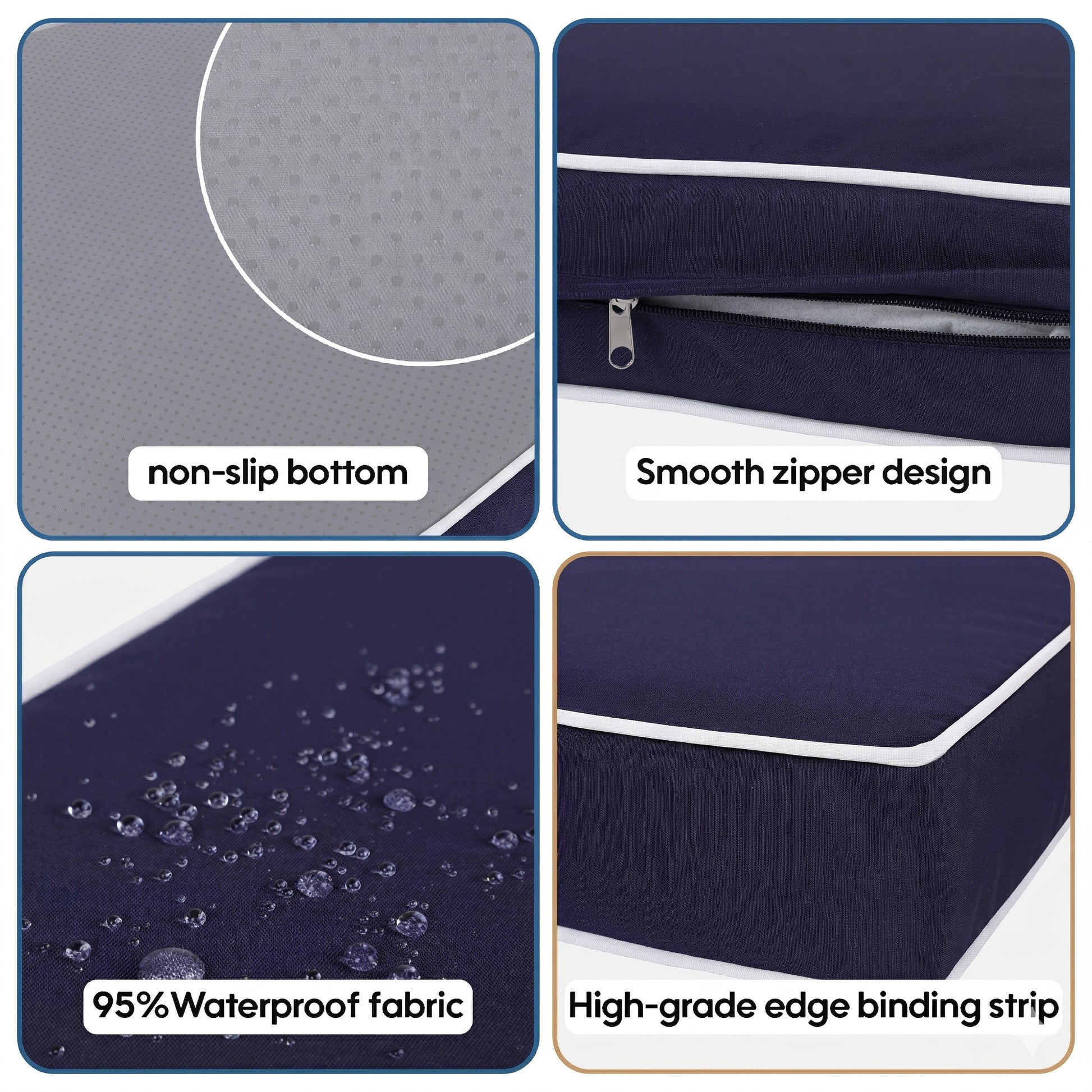 Cushion Covers for 7 Pcs (6-Seaters) Wicker Rattan Sectional Sofa, 14Pack Cushion Slipcovers Set Seat and Back,Outdoor Cushion Slipcover with Zipper, (Only Cover) Navy Blue image 4