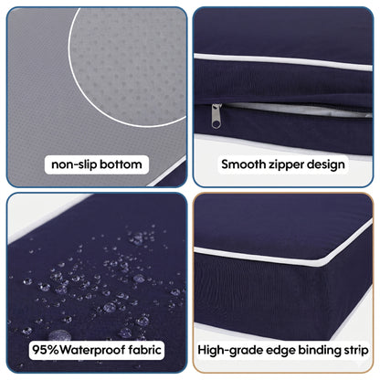 Cushion Covers for 7 Pcs (6-Seaters) Wicker Rattan Sectional Sofa, 14Pack Cushion Slipcovers Set Seat and Back,Outdoor Cushion Slipcover with Zipper, (Only Cover) Navy Blue image 4
