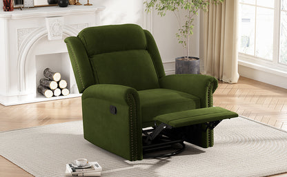 360° Swivel Recliner Manual Rocking Recliner Home Theater Manual Recliner Chair Nursery Rocker with Adjustable Backrest for Living Room, Green image 4