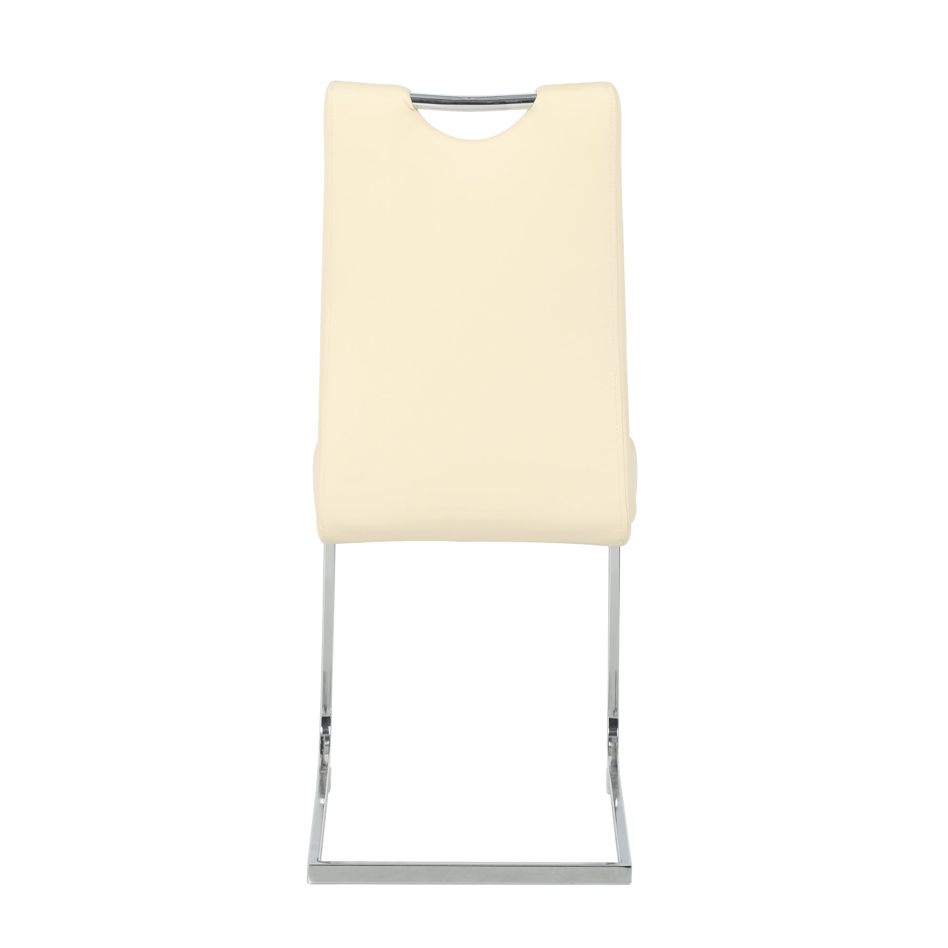 Modern Light Yellow PU dining chair living room chair upholstered chair, electroplated metal chair leg design, kitchen, living room, bedroom, dining room side chair (Set of 2) image 4