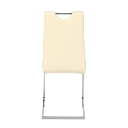 Modern Light Yellow PU dining chair living room chair upholstered chair, electroplated metal chair leg design, kitchen, living room, bedroom, dining room side chair (Set of 2) image 4
