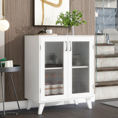 White and Gold Storage Cabinet with 2 Doors, Modern Buffet Sideboard Cabinet, Kitchen Buffet Cabinet with Storage Sideboard Buffet for Living Room