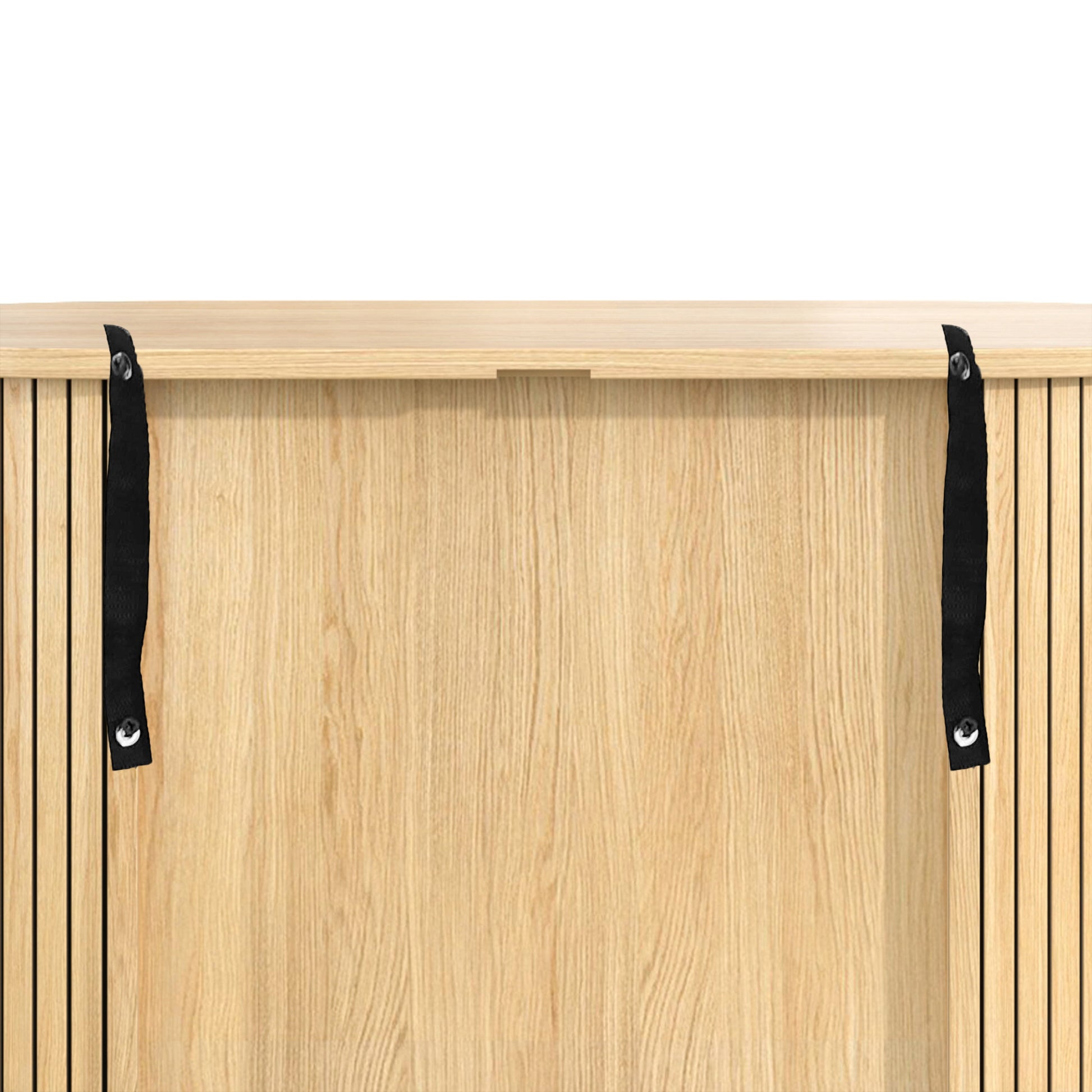 28" Fluted Wine Bar Cabinet with 8-Grid Wine Rack, 5-Level Adjustable Shelves, 2 Glass Holders, Smoothly Sliding Tambour Doors, 4 Hidden Storage Space on the Side,Modern Liquor Coffee Station, Natural image 5