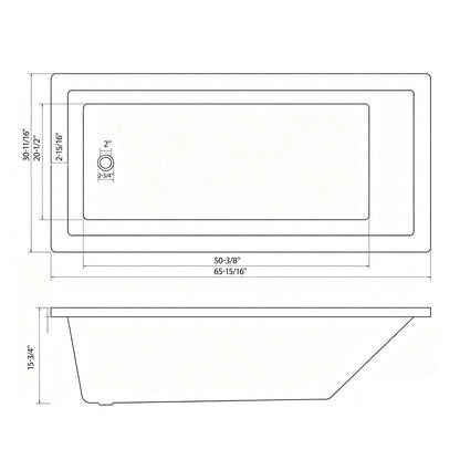 66-inch Acrylic Built-in Soaking Tub - Glossy White, Built-in Design, Chrome Hand-Twist Drain with Left/Right Installation Option image 4