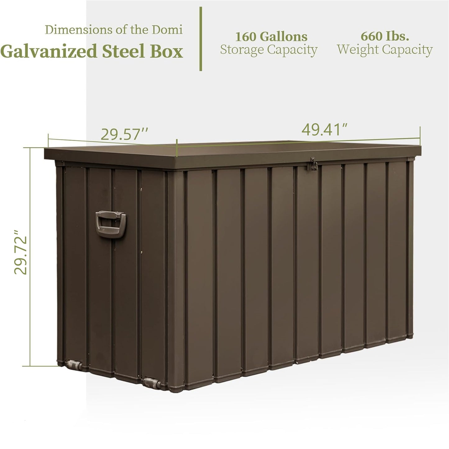 160 Gallon Outdoor Storage Deck Box Waterproof, Large Patio Storage Bin for Outside Cushions, Throw Pillows, Garden Tools, Lockable (Dark Brown) image 4