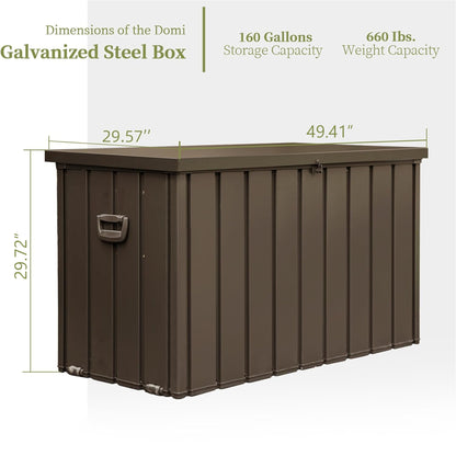 160 Gallon Outdoor Storage Deck Box Waterproof, Large Patio Storage Bin for Outside Cushions, Throw Pillows, Garden Tools, Lockable (Dark Brown) image 4