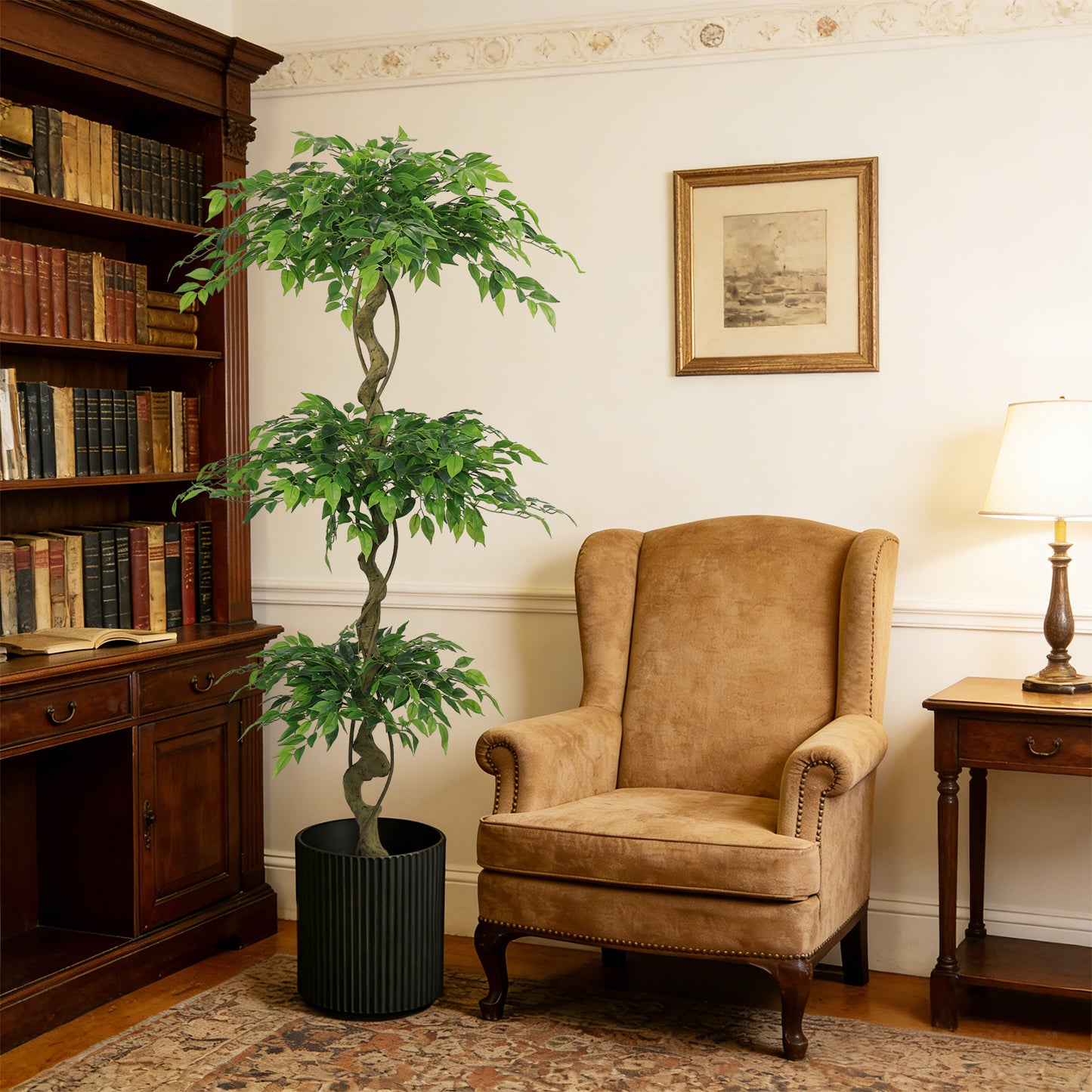 6FT Artificial Ficus Tree, Lifelike Faux Banyan Tree with Pot for Home, Office Patio Decor, 1pc/set image 12