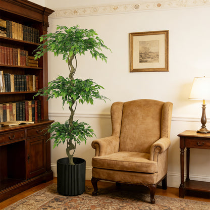 6FT Artificial Ficus Tree, Lifelike Faux Banyan Tree with Pot for Home, Office Patio Decor, 1pc/set image 12