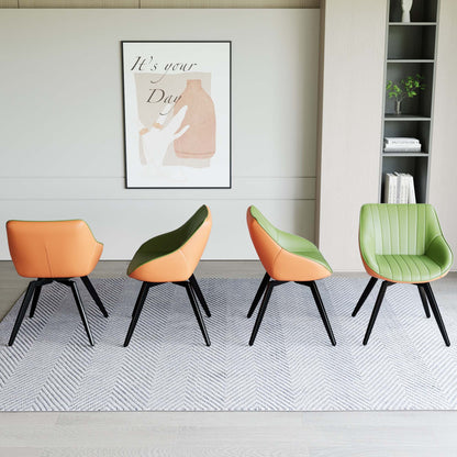 A set of 4 dining chairs, medieval modern kitchen dining chair, PU decorative chairs with black metal legs, suitable for home&kitchen (Green and Orange) image 6