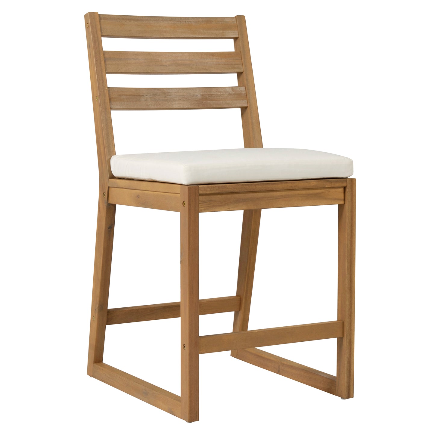 TREXM 5-Piece Rustic Patio Bar Set, Patio Table and Chairs Set with Ergonomic Chairs, Solid Wood Slatted Tabletop for Poolside, Balcony, Backyard, Porch (Light Teak+Beige Cushion) image 10