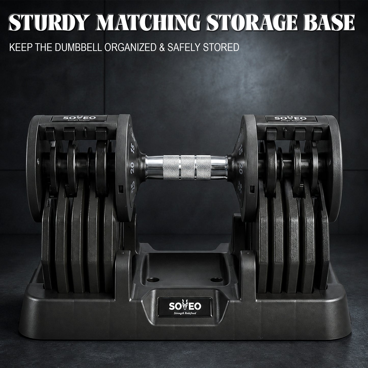 Adjustable Dumbbell, 5-55 LBS Quick-Select Weight Dumbbell with Non-Slip Grip & Base, for Home Gym Strength Training image 5