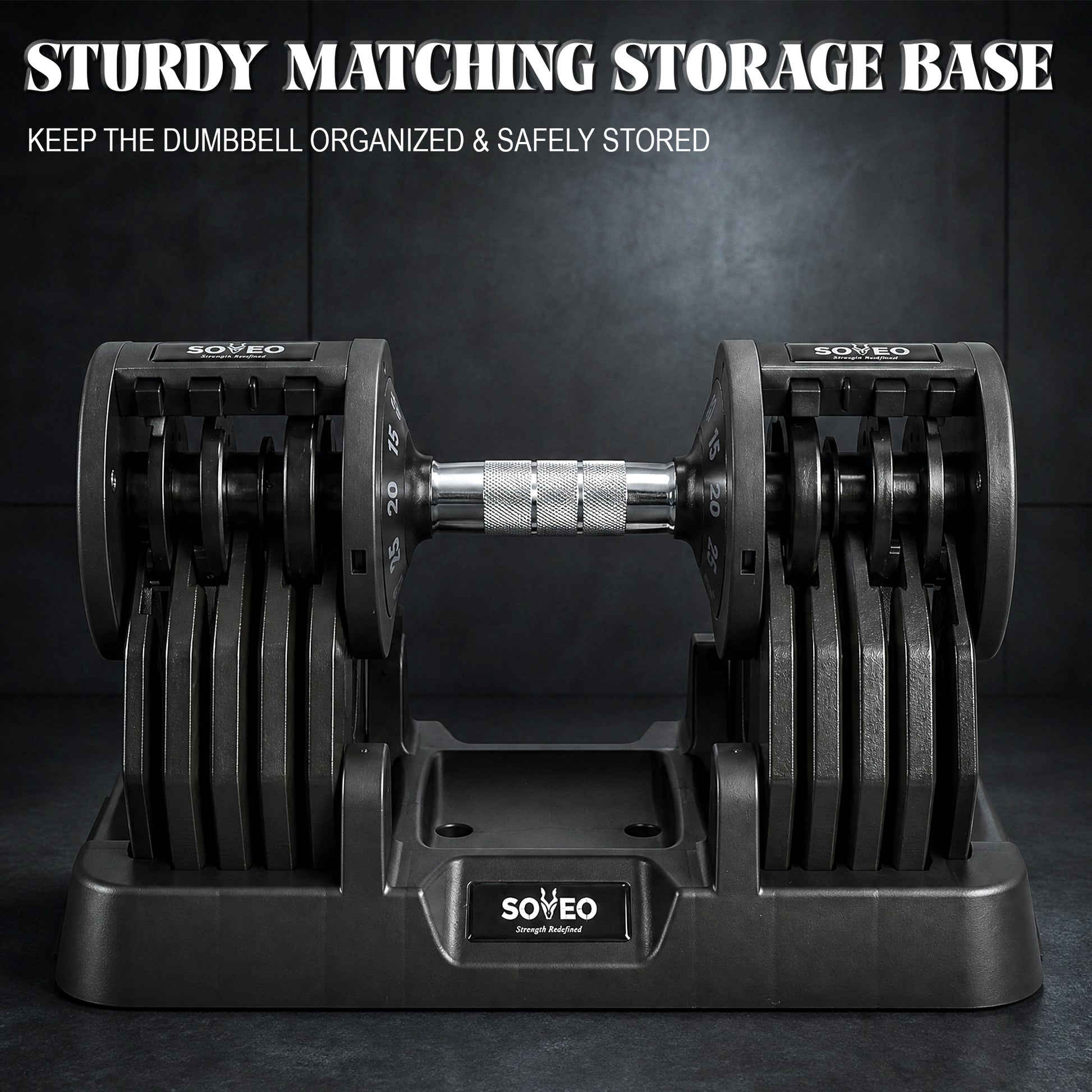 Adjustable Dumbbell, 5-55 LBS Quick-Select Weight Dumbbell with Non-Slip Grip & Base, for Home Gym Strength Training image 5