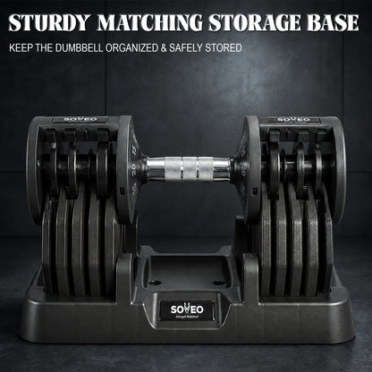 Adjustable Dumbbell, 5-55 LBS Quick-Select Weight Dumbbell with Non-Slip Grip & Base, for Home Gym Strength Training image 5