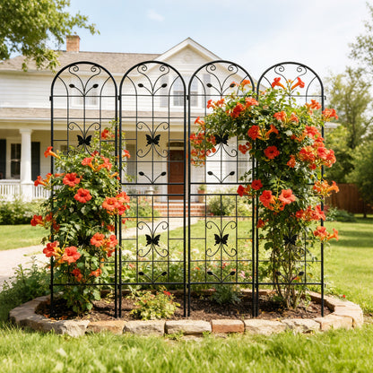 4 Pack Metal Garden Trellis 86.7" x 19.7" Rustproof Trellis for Climbing Plants Outdoor Flower Support Black image 1