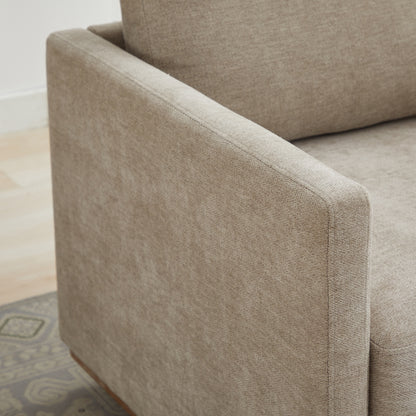 30.7"W Square Upholstered 360° Swivel Accent Chair and Comfy Single Sofa Chair with a Weathered Finished Wooden Base, Club Lounge Reading Armchair for Living Room Bedroom Apartment Nursery. Taupe image 8