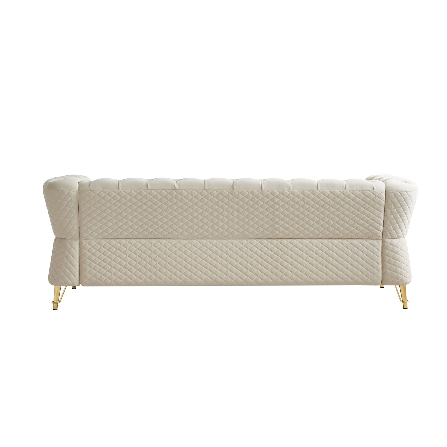 Modern Tufted Velvet Sofa 87.4 inch for Living Room Beige Color image 6