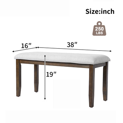 Upholstered Bench for Bedroom End of Bed,38-inch Entryway Bench for Living Room,Dining Bench with Padded Seat and Solid Wood Leg for Kitchen Bedroom,Indoor and Hallway (Bench, Beige+Brown) image 6